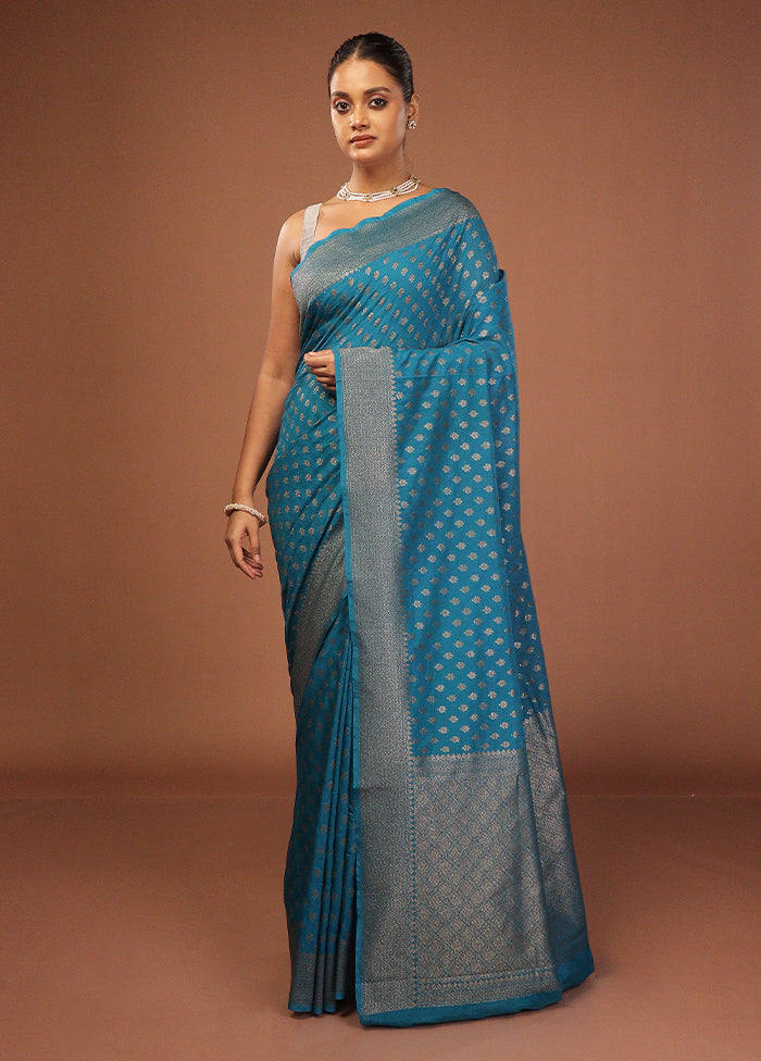 Blue Georgette Saree With Blouse Piece