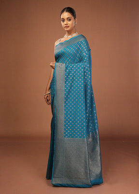 Blue Georgette Saree With Blouse Piece