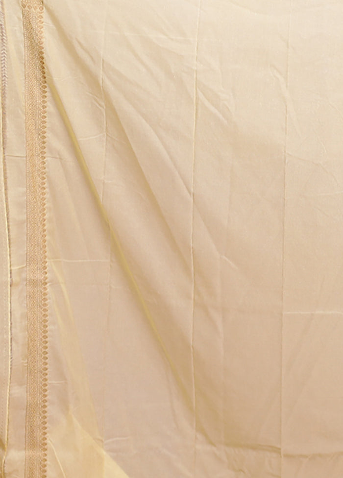 Cream Georgette Saree With Blouse Piece