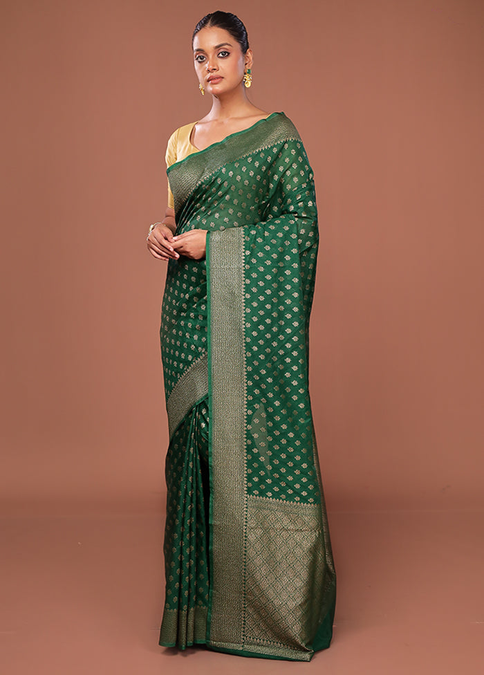 Green Georgette Saree With Blouse Piece