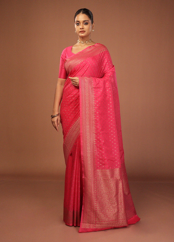 Pink Georgette Saree With Blouse Piece