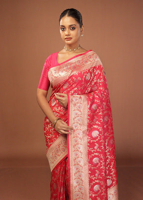 Red Katan Silk Saree With Blouse Piece