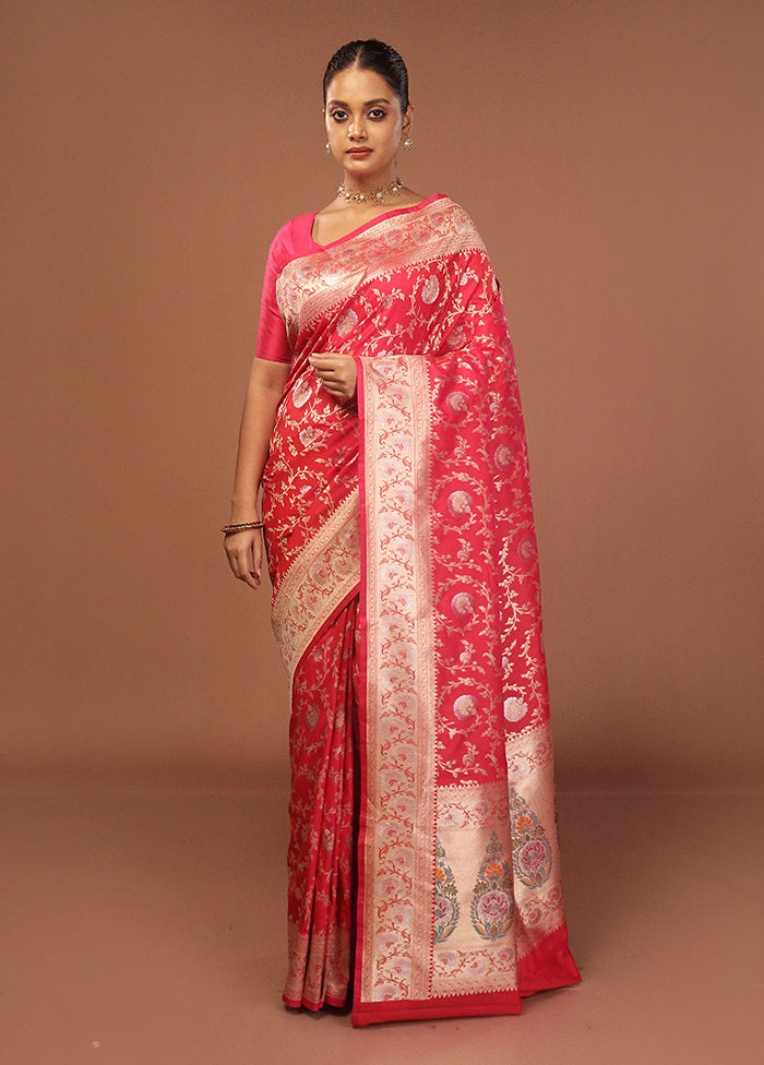Red Katan Silk Saree With Blouse Piece