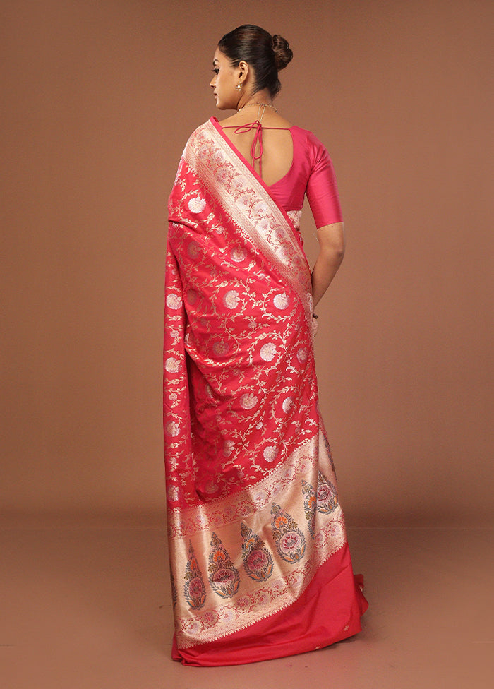 Red Katan Silk Saree With Blouse Piece