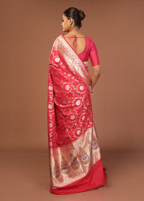 Red Katan Silk Saree With Blouse Piece