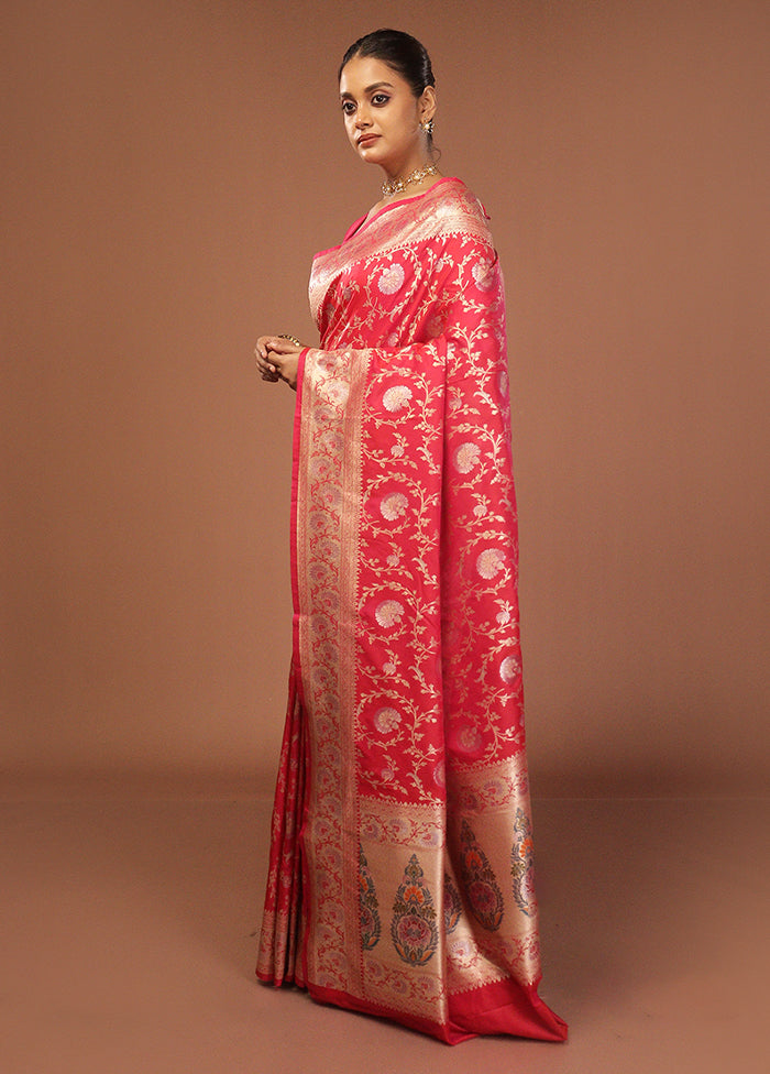 Red Katan Silk Saree With Blouse Piece