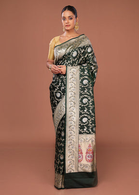 Blue Katan Silk Saree With Blouse Piece