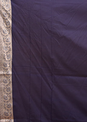 Blue Katan Silk Saree With Blouse Piece