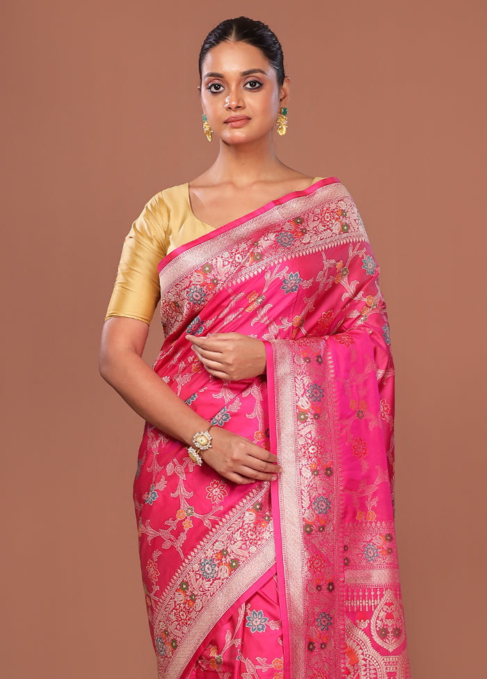 Pink Katan Silk Saree With Blouse Piece
