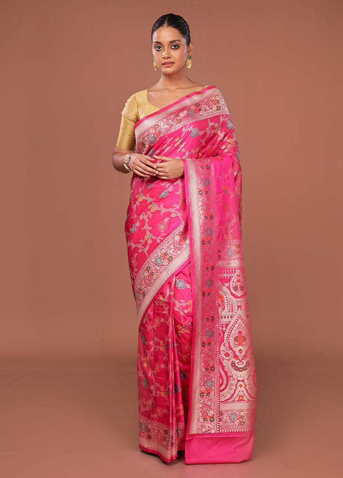 Pink Katan Silk Saree With Blouse Piece