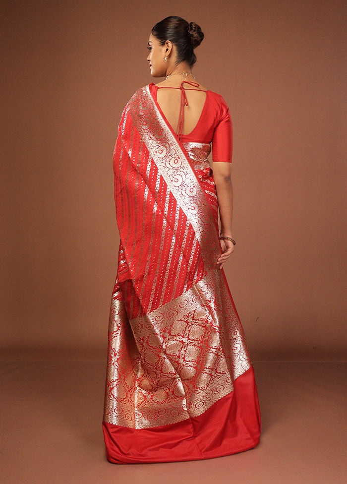 Red Uppada Silk Saree With Blouse Piece