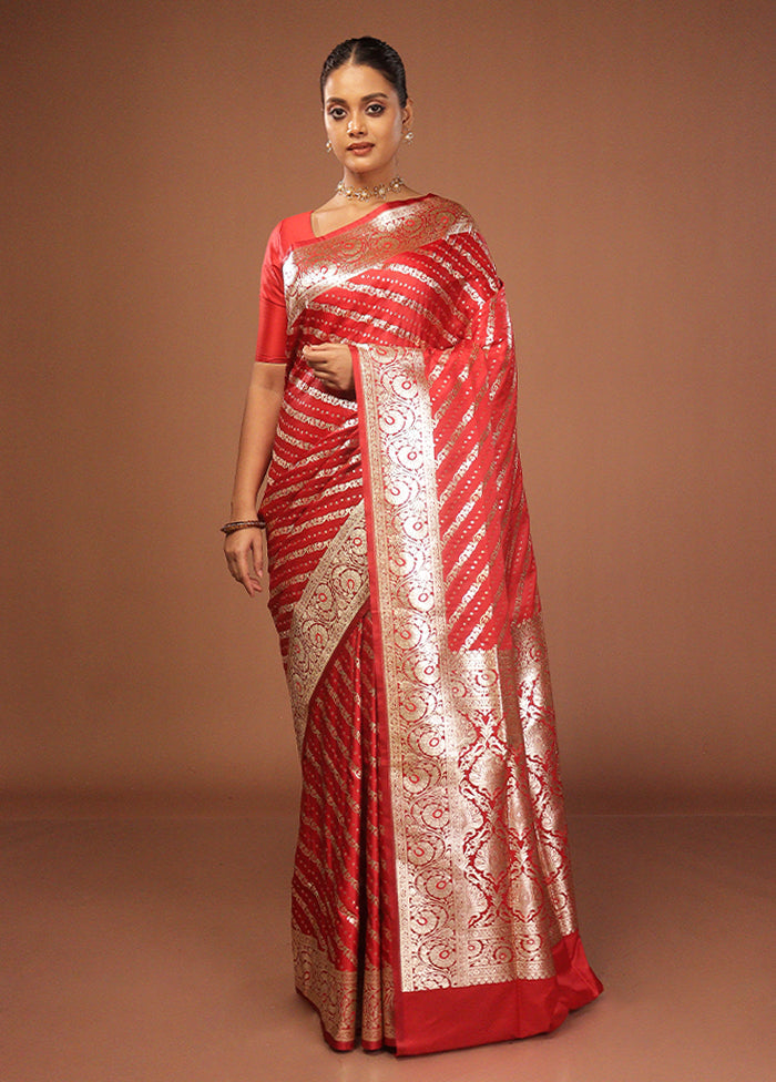 Red Uppada Silk Saree With Blouse Piece