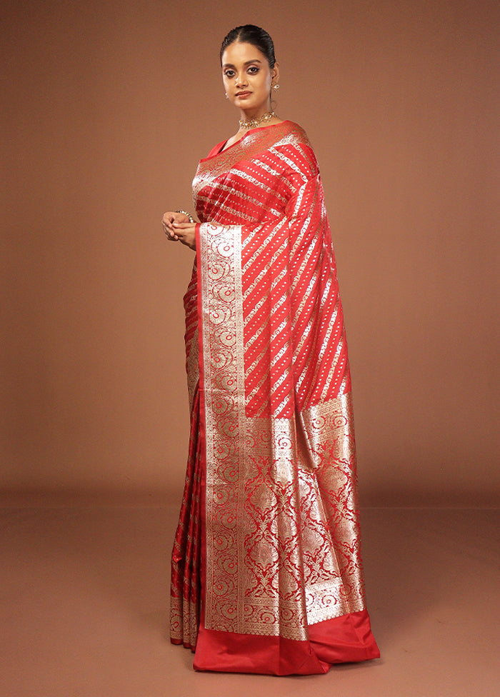 Red Uppada Silk Saree With Blouse Piece