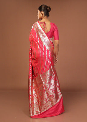 Pink Uppada Silk Saree With Blouse Piece