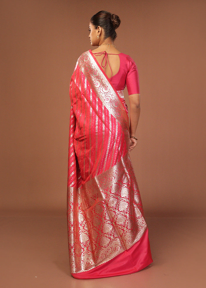 Pink Uppada Silk Saree With Blouse Piece