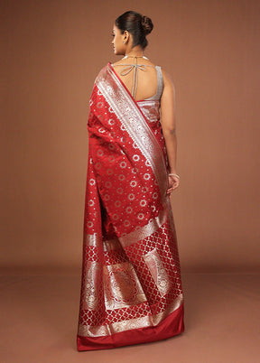 Maroon Uppada Silk Saree With Blouse Piece