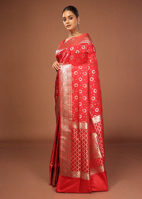 Red Uppada Silk Saree With Blouse Piece