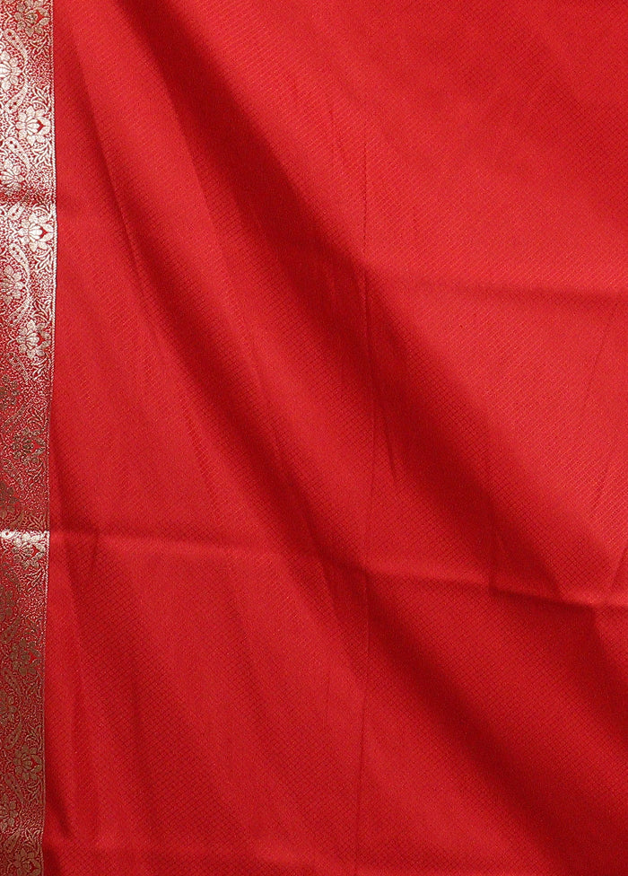 Red Uppada Silk Saree With Blouse Piece