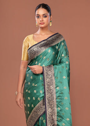 Green Dupion Silk Saree With Blouse Piece