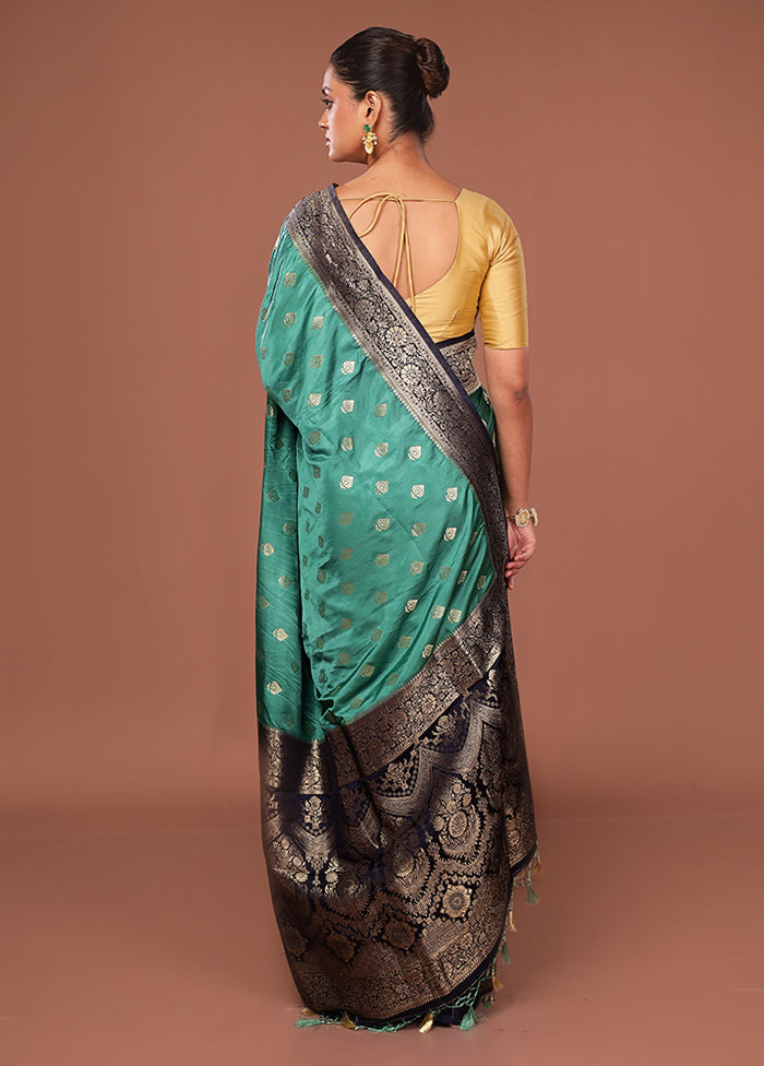 Green Dupion Silk Saree With Blouse Piece