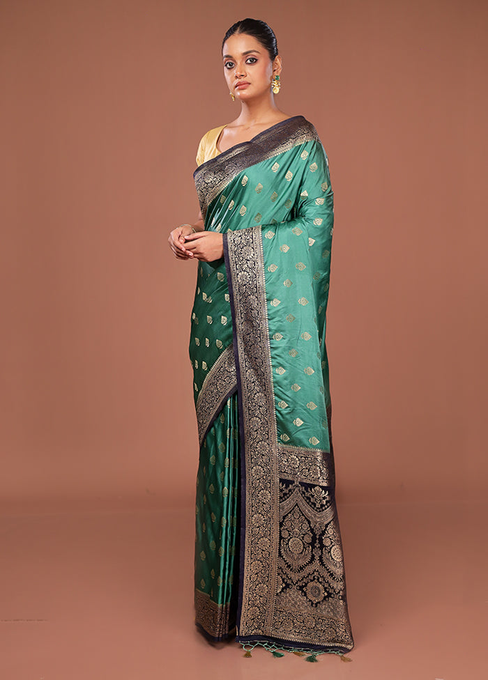 Green Dupion Silk Saree With Blouse Piece