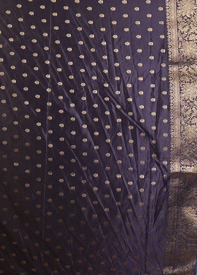 Blue Dupion Silk Saree With Blouse Piece