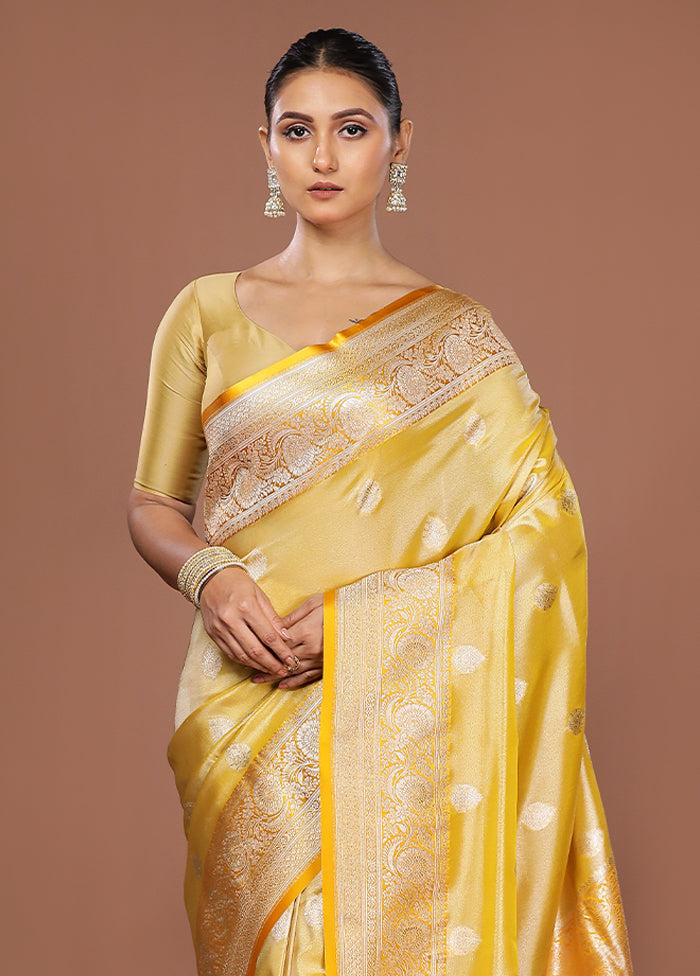 Yellow Tissue Silk Saree With Blouse Piece