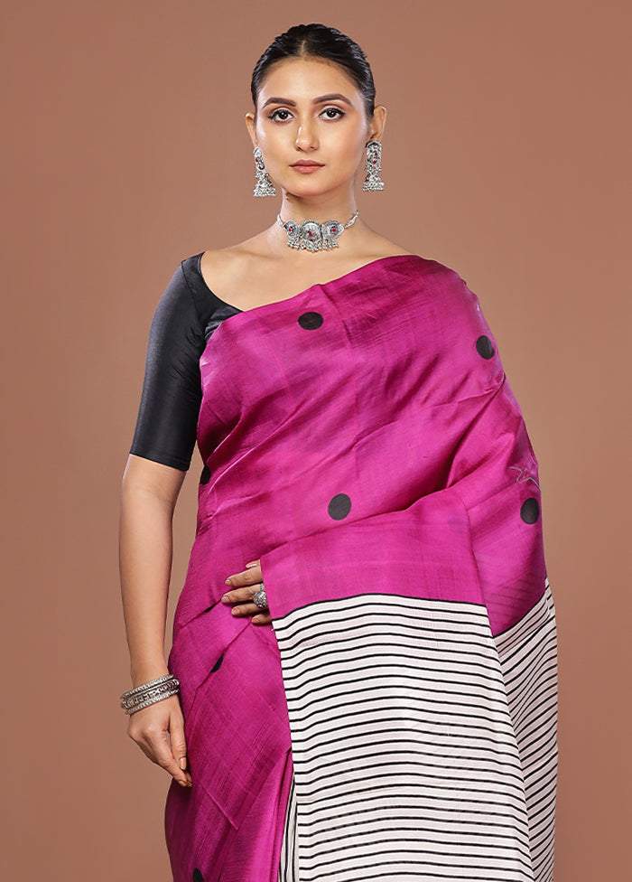 Pink Printed Pure Silk Saree Without Blouse Piece