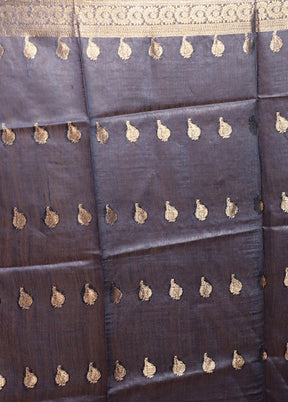 Blue Tussar Silk Saree With Blouse Piece