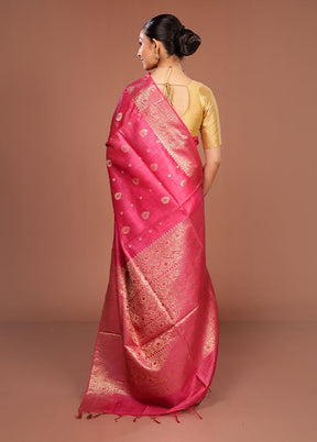 Pink Tussar Silk Saree With Blouse Piece