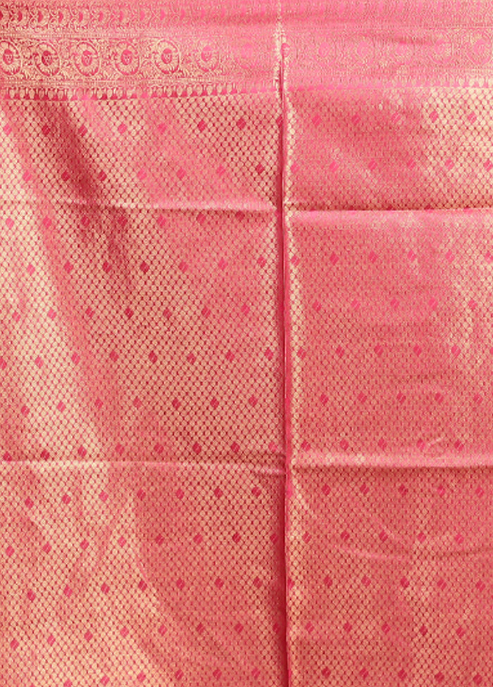 Pink Tussar Silk Saree With Blouse Piece