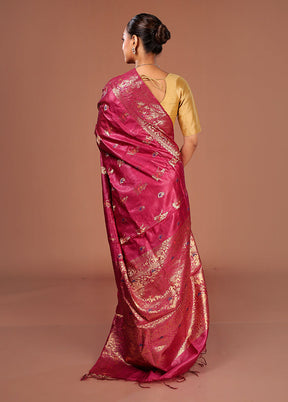 Purple Tussar Silk Saree With Blouse Piece