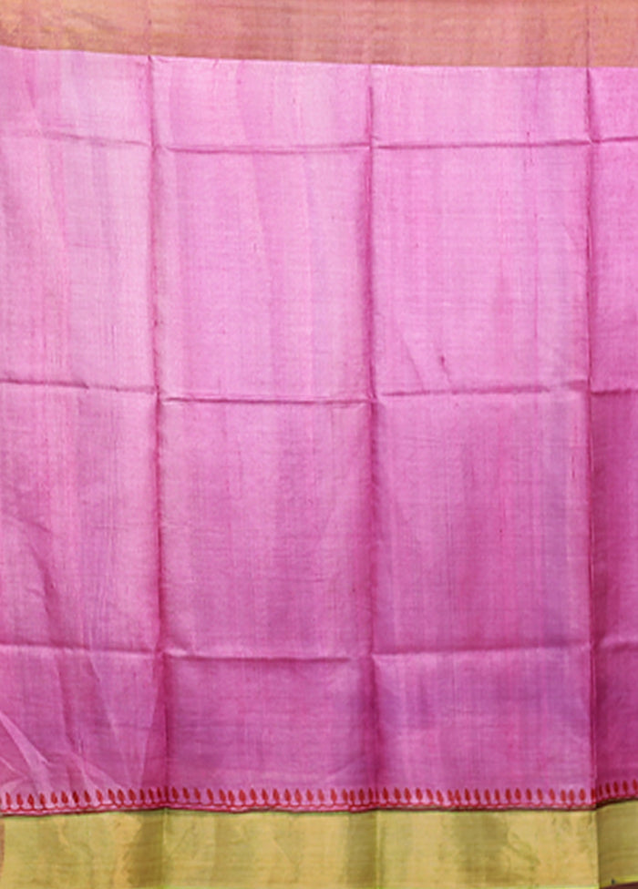 Green Tussar Silk Saree With Blouse Piece