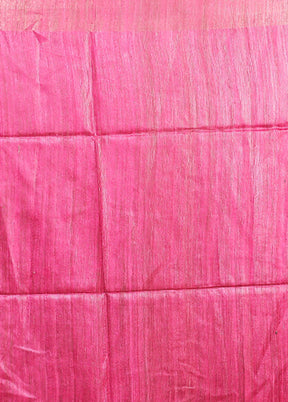 Pink Tussar Silk Saree With Blouse Piece