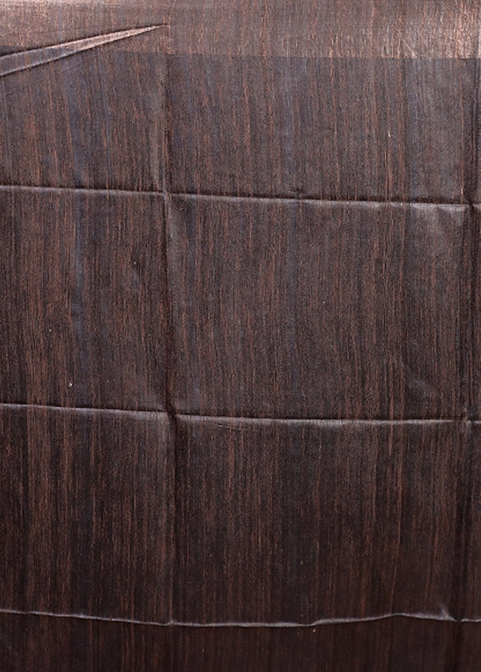 Black Tussar Silk Saree With Blouse Piece