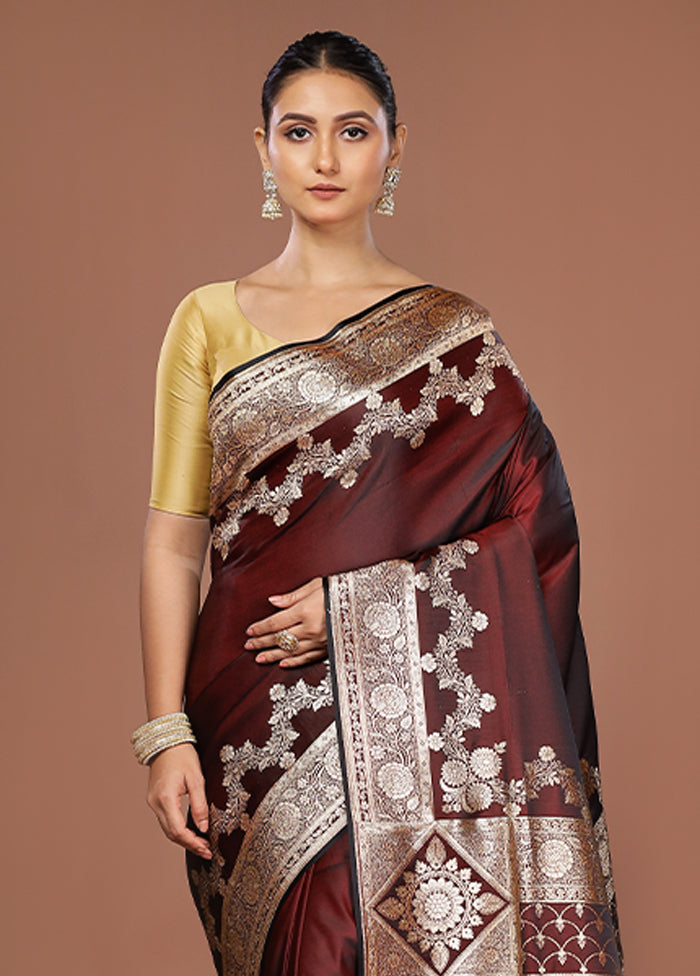 Purple Banarasi Silk Saree With Blouse Piece