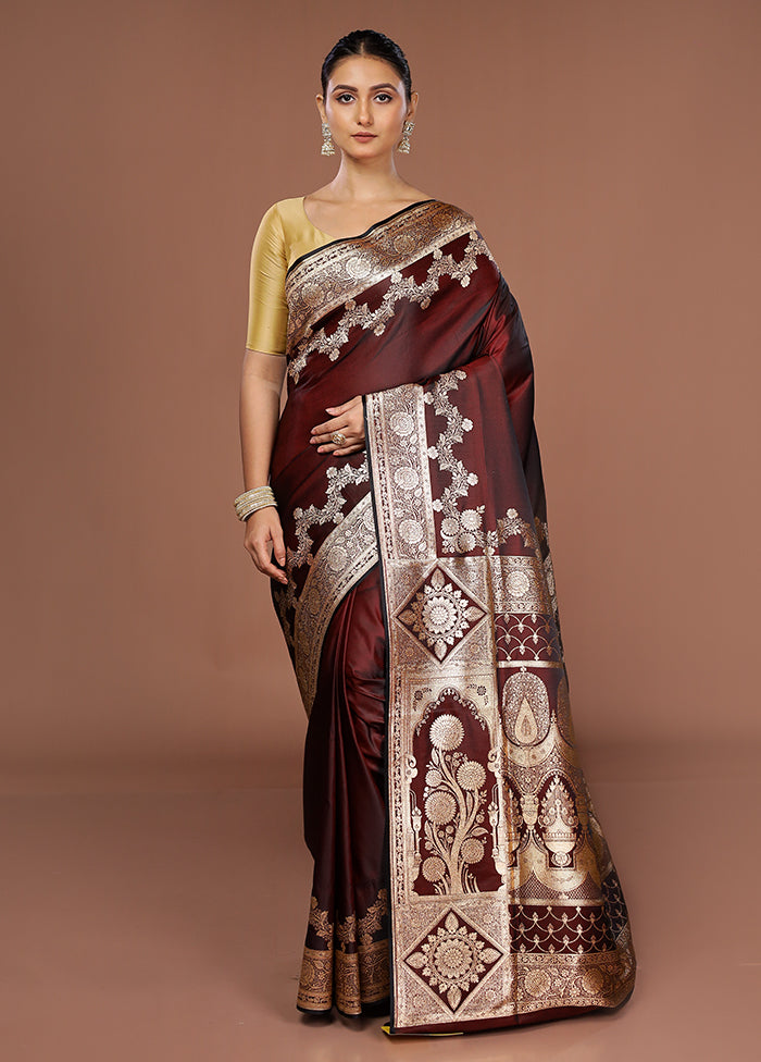 Purple Banarasi Silk Saree With Blouse Piece