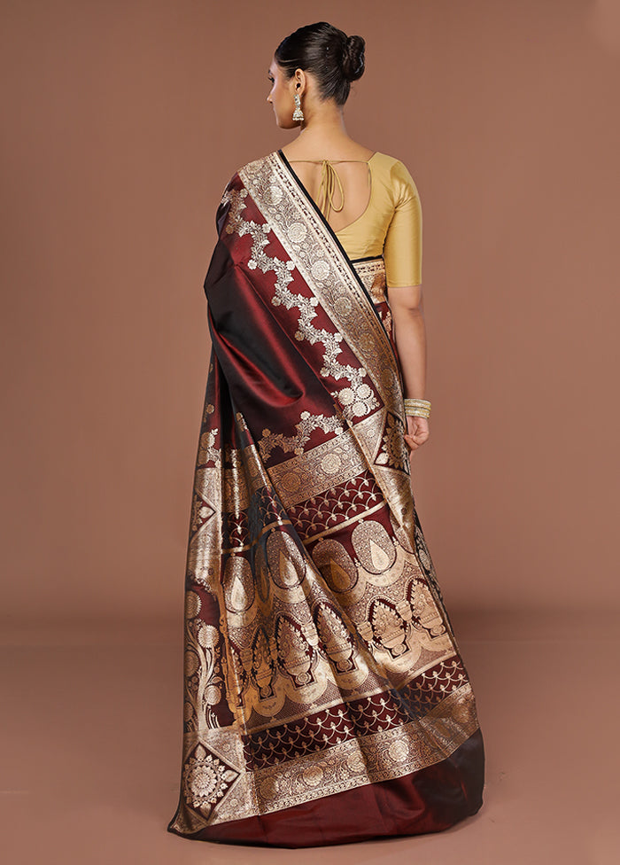 Purple Banarasi Silk Saree With Blouse Piece