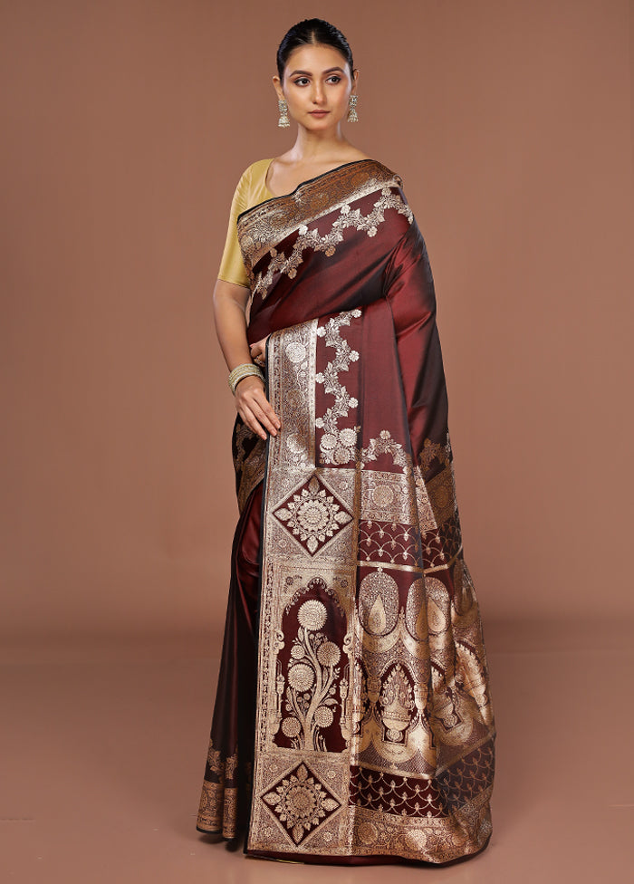 Purple Banarasi Silk Saree With Blouse Piece