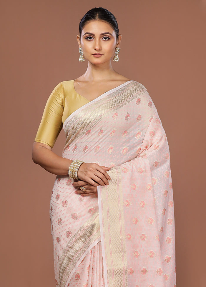 White Kora Silk Saree With Blouse Piece