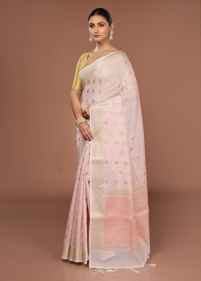 White Kora Silk Saree With Blouse Piece