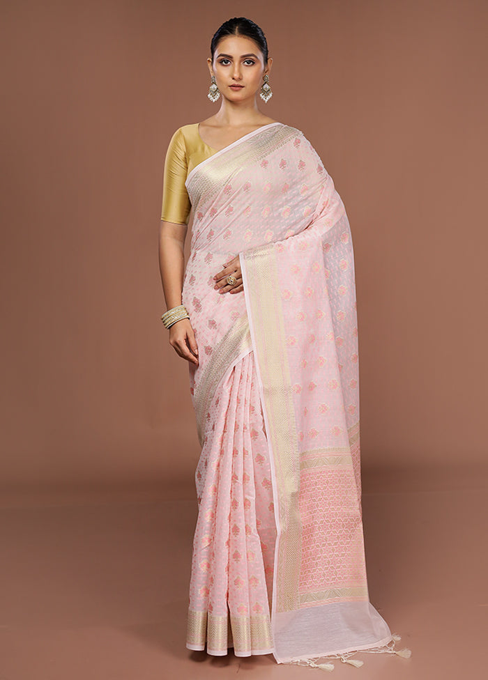 White Kora Silk Saree With Blouse Piece