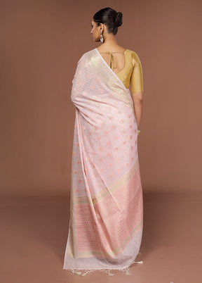 White Kora Silk Saree With Blouse Piece