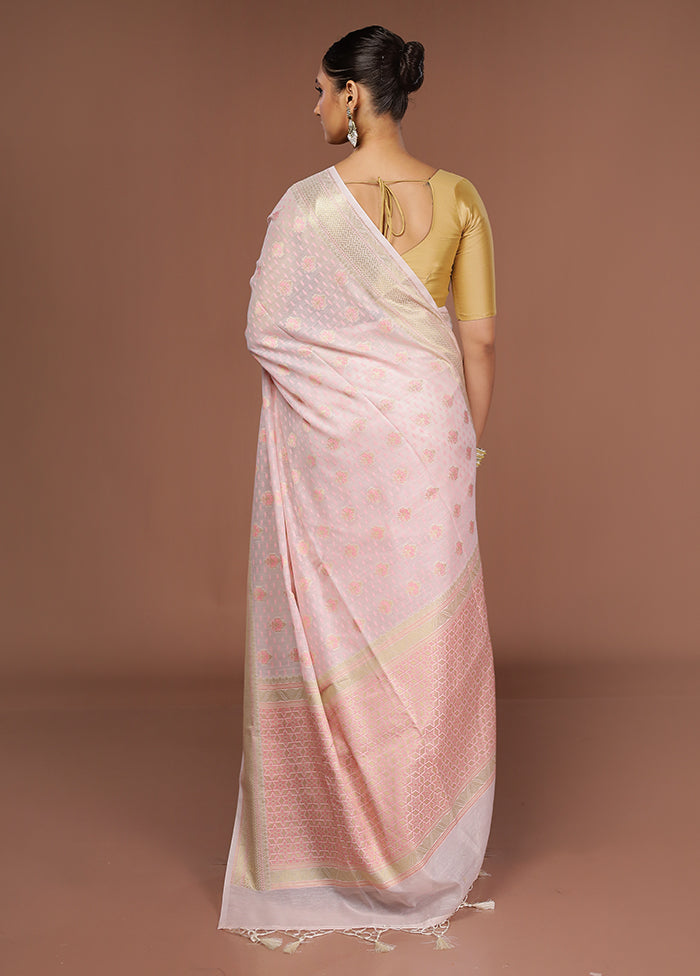 White Kora Silk Saree With Blouse Piece