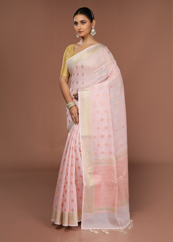 White Kora Silk Saree With Blouse Piece