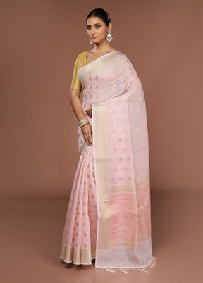 White Kora Silk Saree With Blouse Piece
