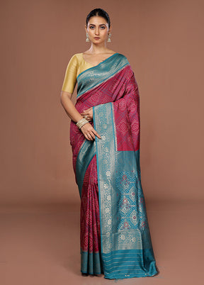 Maroon Dupion Silk Saree With Blouse Piece