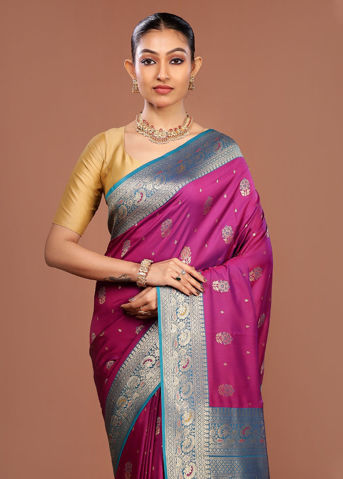 Purple Dupion Silk Saree With Blouse Piece