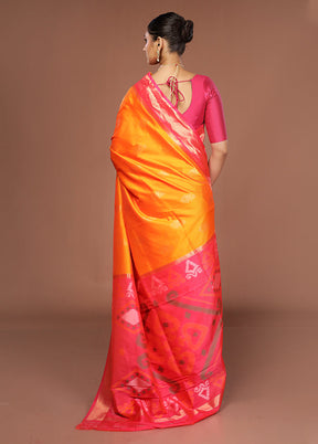 Orange Dupion Silk Saree With Blouse Piece