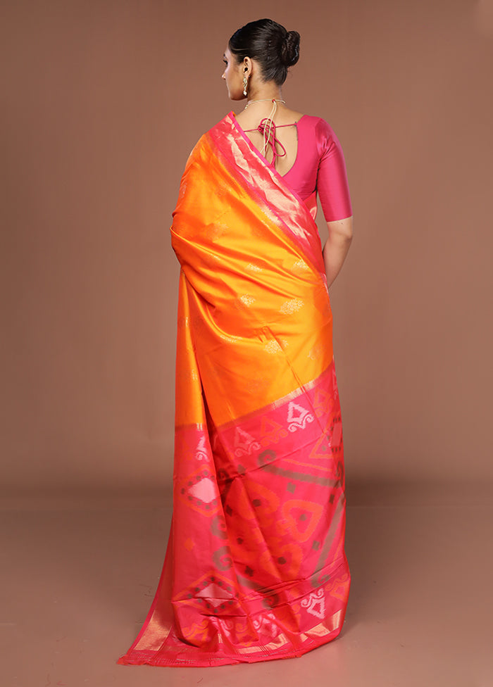 Orange Dupion Silk Saree With Blouse Piece